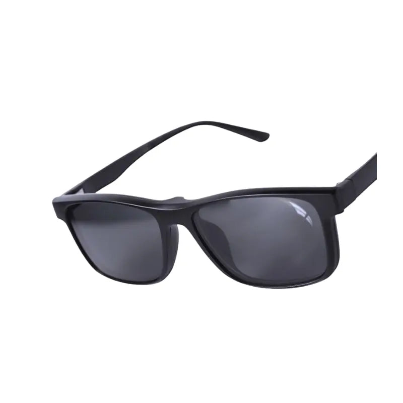 Black tattoo sunglasses with dark lenses on a white background